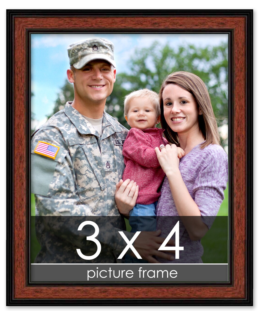 Photo Size Simple Brown Picture Frame - UV Acrylic, Foam Board Backing, Hanging Hardware